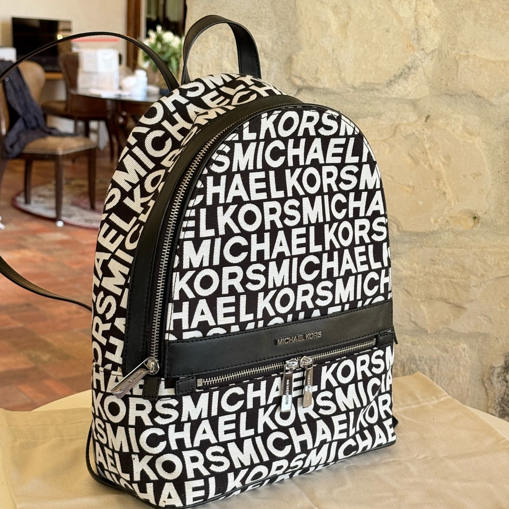 Michael Kors Monogram Black and White Men's Backpack - Picture 2 of 11
